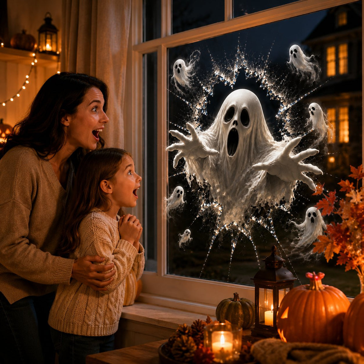2026-os halloweeni ablakmatricák – 🎃🔥 Félelmetes 3D törött üveg dekorációk a tökéletes kísértetjárta hangulathoz