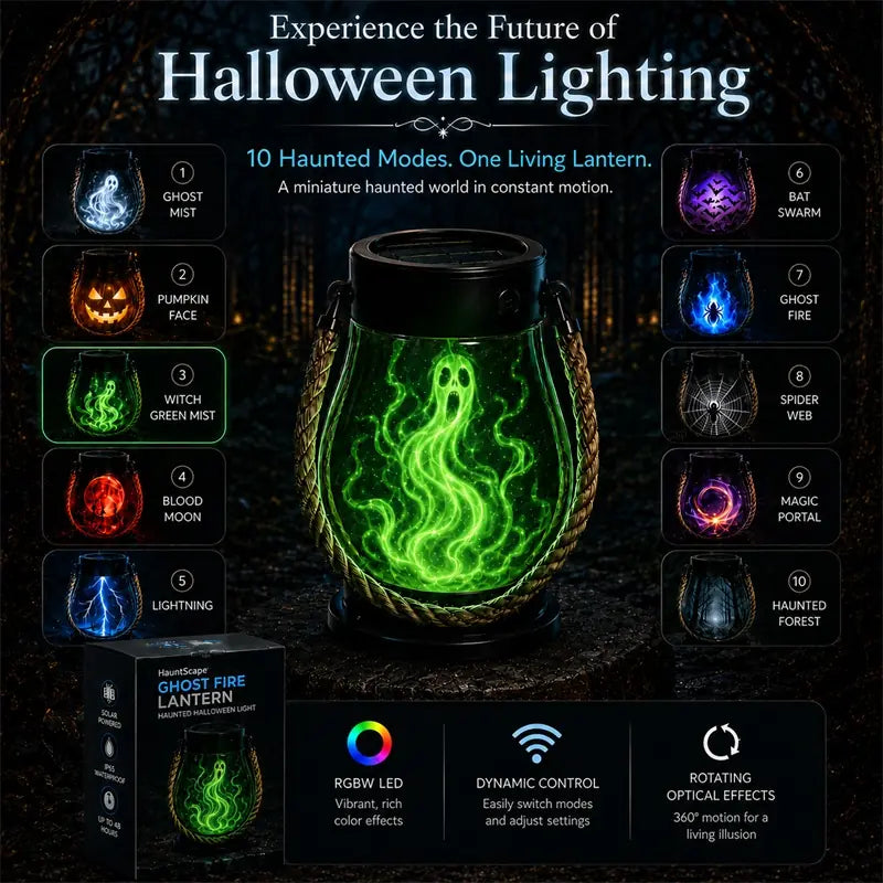 🔥Halloween Különleges Akció! 🎃 | 💡👻HauntScape® 10 az 1-ben Lenyűgöző Halloweeni Lámpás, Automatikus Bekapcsolás Szürkületkor🔥