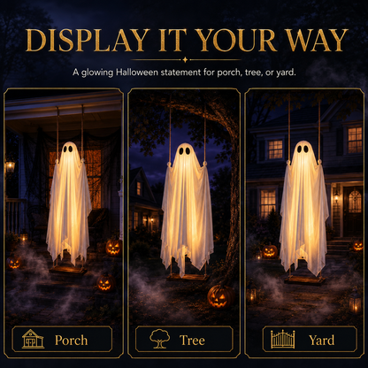 | Óriási Akció 60% KEDVEZMÉNY |🔥👻LED Lengő Szellem Halloweeni Dekoráció — Ragyogó, Kísérteties és Tökéletes az Elátkozott Udvari Díszítéshez