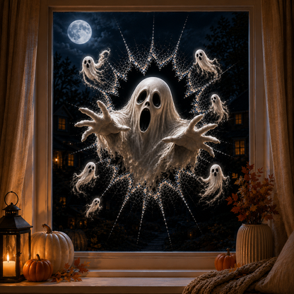 2026-os halloweeni ablakmatricák – 🎃🔥 Félelmetes 3D törött üveg dekorációk a tökéletes kísértetjárta hangulathoz