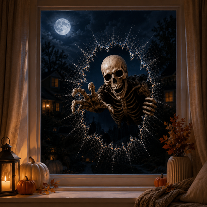 2026-os halloweeni ablakmatricák – 🎃🔥 Félelmetes 3D törött üveg dekorációk a tökéletes kísértetjárta hangulathoz