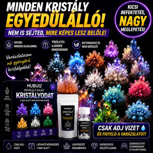 HUBUQ® Luxus Kristályműhely – Prémium Kristálynövesztő Por 💎