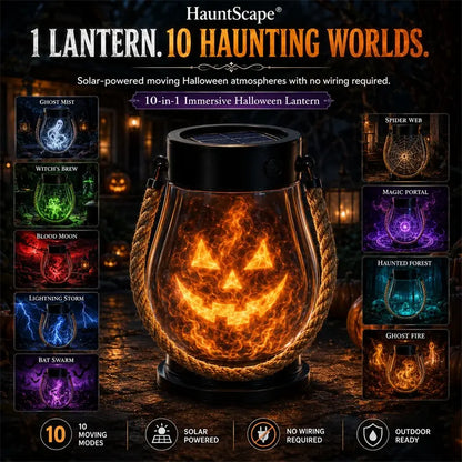 🔥Halloween Különleges Akció! 🎃 | 💡👻HauntScape® 10 az 1-ben Lenyűgöző Halloweeni Lámpás, Automatikus Bekapcsolás Szürkületkor🔥