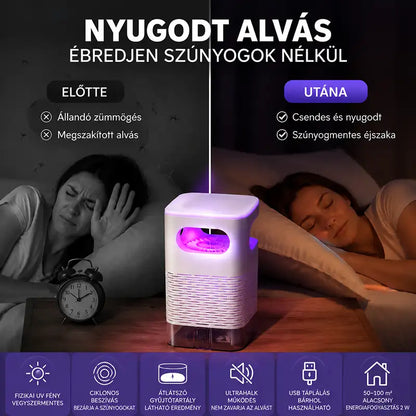 🦟 UV szúnyog- és rovarcsapda átlátszó gyűjtőtartállyal