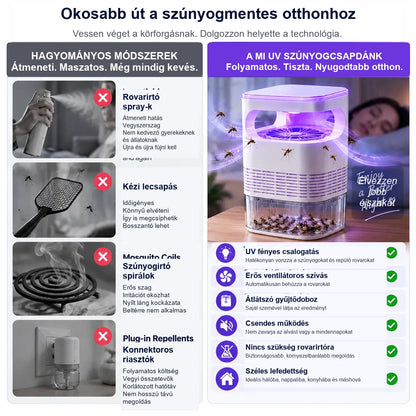 🦟 UV szúnyog- és rovarcsapda átlátszó gyűjtőtartállyal