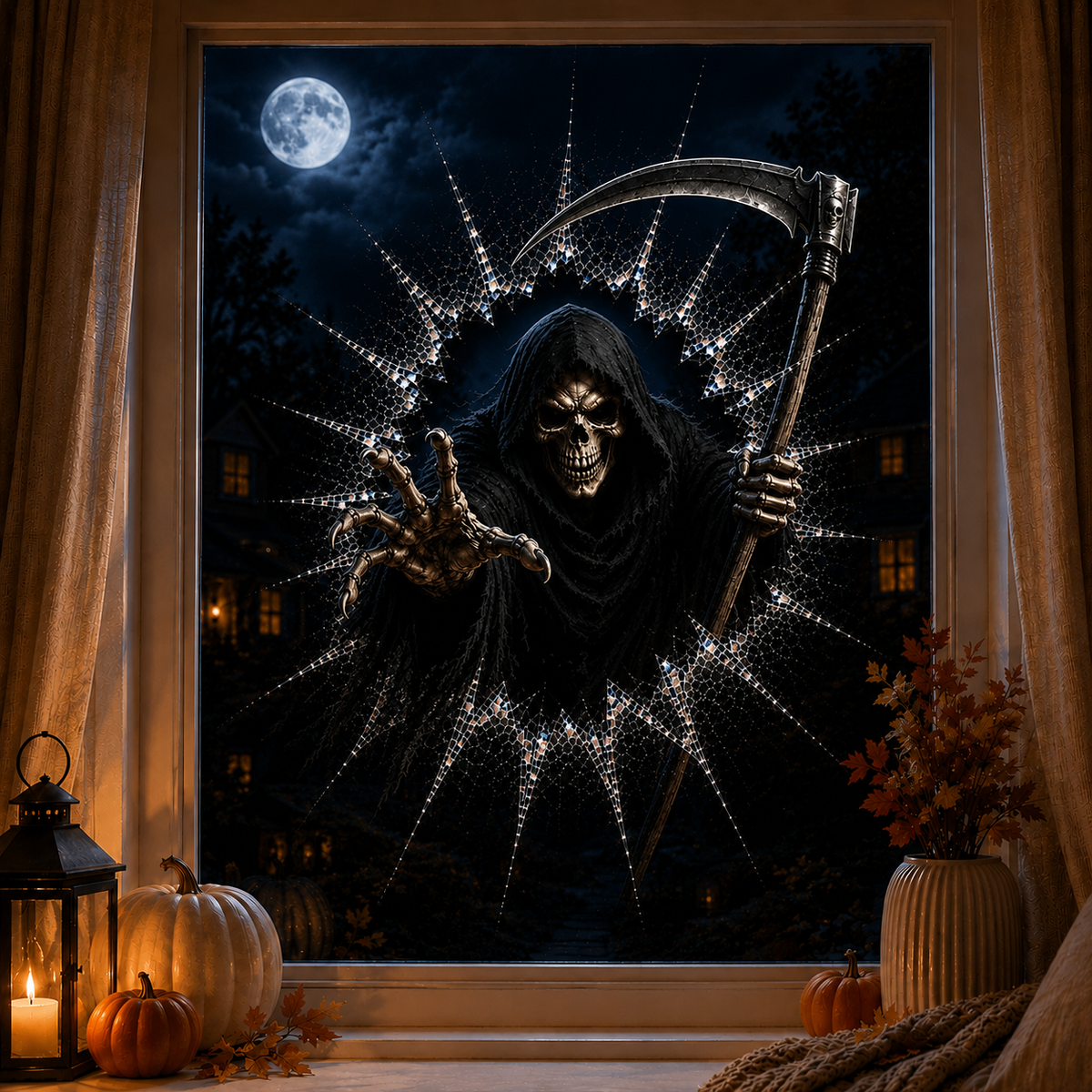 2026-os halloweeni ablakmatricák – 🎃🔥 Félelmetes 3D törött üveg dekorációk a tökéletes kísértetjárta hangulathoz