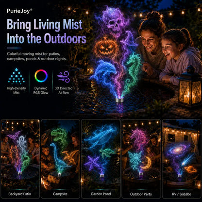 PurieJoy® 🪄🎃 3D dinamikus RGB ködszobrász — Változtasd a vizet életre kelő, színes köddé 👻