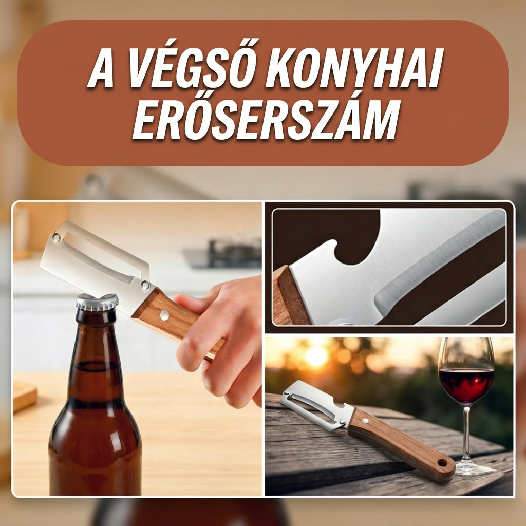 Anyák napi akció 💖 2 az 1-ben rozsdamentes acél zöldséghámozó fa nyéllel és sörnyitóval