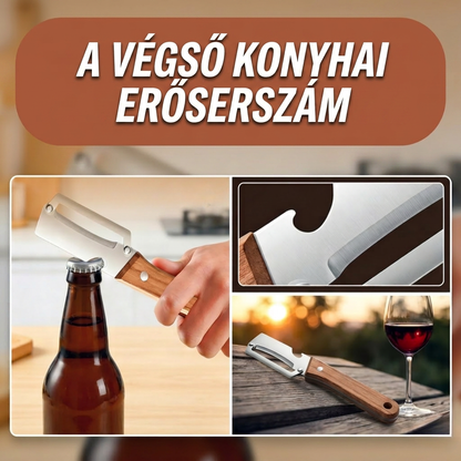 Anyák napi akció 💖 2 az 1-ben rozsdamentes acél zöldséghámozó fa nyéllel és sörnyitóval