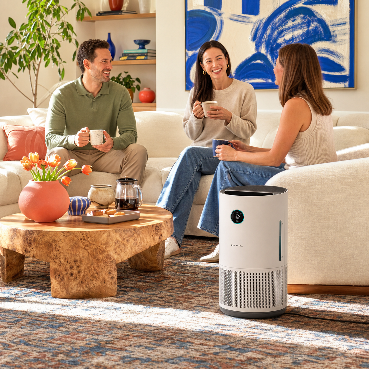 A family enjoying cleaner air at home